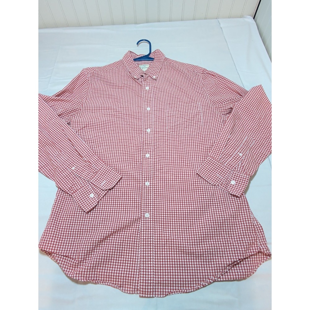 J.Crew Mens Secret Wash Button Down Shirt Medium Red White Check Lightweight